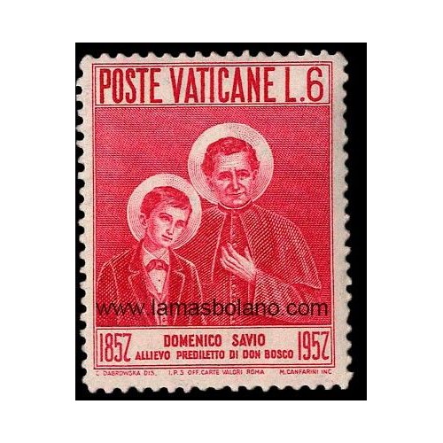 SELLOS VATICANO 1957 - SANTO DOMINGO SAVIO CENTENARIO FALLECIMIENTO - 1 VALOR - CORREO