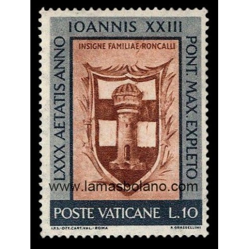 SELLOS VATICANO1961 - JUAN XXIII 80 ANIVERSARIO - 1 VALOR - CORREO