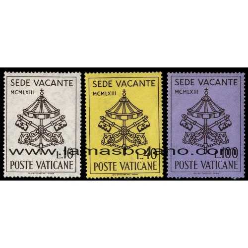 SELLOS VATICANO 1963 - SEDE VACANTE - 3 VALORES - CORREO