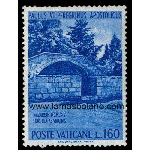 SELLOS VATICANO 1964 - VIAJE DE S.S. PABLO VI A TIERRA SANTA - 1 VALOR - CORREO