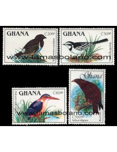 SELLOS GHANA 1989 - FAUNA, PAJAROS - 4 VALORES - CORREO