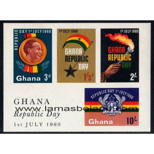 SELLOS GHANA 1960 - PROCLAMACION DE LA REPUBLICA - HOJITA BLOQUE SIN DENTAR