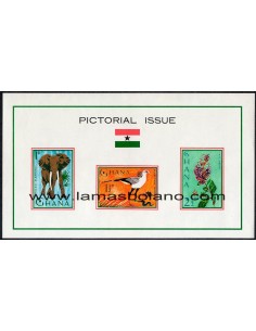 SELLOS GHANA 1965 - ANIMALES Y FLORES - 2 HOJITAS BLOQUE SIN DENTAR 2