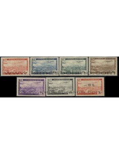 SELLOS DE ARGELIA 1946 / 1947 - AVION SOBREVOLANDO ARGEL - 7 VALORES - AEREO