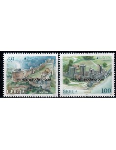 SELLOS SERBIA 2017 - EUROPA. CASTILLOS - 2 VALORES - CORREO 