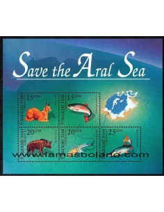 SELLOS UZBEKISTAN 1996 - SALVEMOS EL MAR DE ARAL - HOJITA BLOQUE
