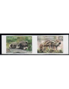 SELLOS ALEMANIA 2017 - FAUNA BEBÉ - 2 VALORES AUTOADHESIVOS 