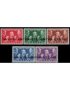 SELLOS GRECIA 1963 - CENTENARIO DE LA DINASTIA - 5 VALORES FIJASELLO - CORREO