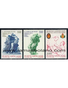 SELLOS VATICANO 1986 - PROCLAMACION DE LOS SANTOS SAN JUAN DE DIOS Y CAMILO DE LELIS CENTENARIO - 2 VALORES - CORREO