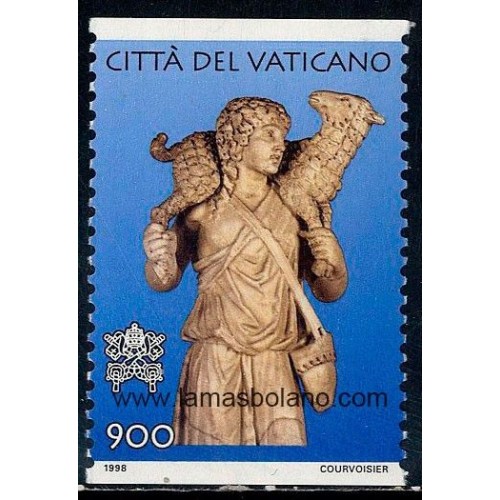 SELLOS VATICANO 1998 - JORNADA DEL ARTE, EL BUEN PASTOR - 1 VALOR DENTADO VERTICAL - CORREO