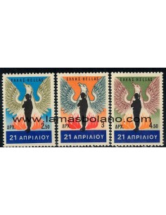 SELLOS GRECIA 1967 - REVOLUCION NACIONAL - 3 VALORES - CORREO