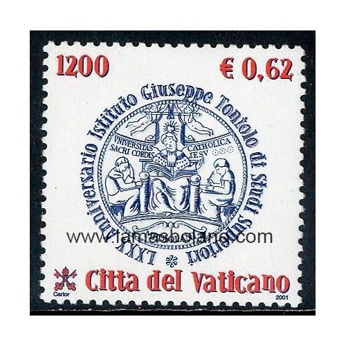 SELLOS VATICANO 2001 - INSTITUTO DE ESTUDIOS SUPERIORES GIUSEPPE TONIOLO 80 ANIVERSARIO - 1 VALOR - CORREO