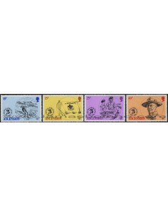 SELLOS DE ASCENSION 1982 - BOY SCOUTS 75 ANIVERSARIO - 4 VALORES - CORREO