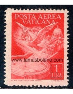 SELLOS VATICANO 1947 - PLAZA SAN PEDRO - 1 VALOR FIJASELLO * - AEREO