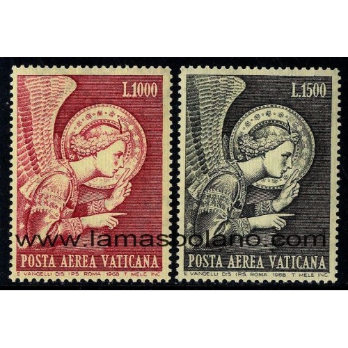 SELLOS VATICANO 1968 - ANGEL - 2 VALORES - AEREO