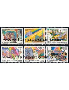 SELLOS VATICANO 1986 - VIAJES DEL PAPA JUAN PABLO II - 6 VALORES - AEREO