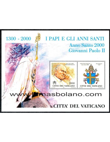 SELLOS VATICANO 2000 - LOS PAPAS Y LOS AÑOS SANTOS 1300-2000 - HOJITA BLOQUE 
