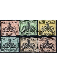 SELLOS VATICANO 1954 - PONTIFICADO PIO XII - 6 VALORES - TAXA