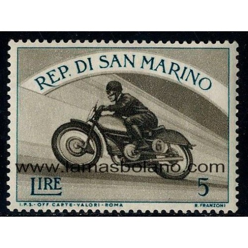 SELLOS SAN MARINO 1954 - DEPORTES, MOTOCICLISMO - 1 VALOR ** - CORREO