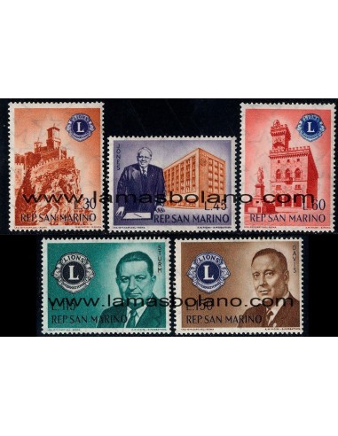 SELLOS SAN MARINO 1960 - LIONS INTERNACIONAL FUNDACION DE LA SECCION DE SAN MARINO - 5 VALORES - CORREO