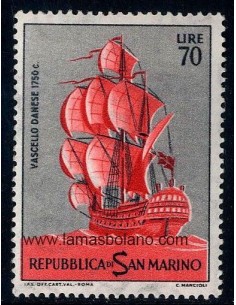 SELLOS SAN MARINO 1962 - HISTORIA DE LA MARINA DE VELA - 1 VALOR - CORREO