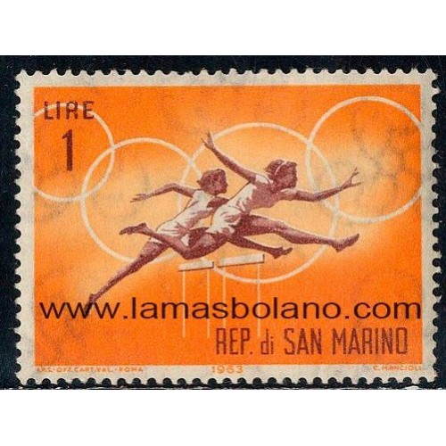 SELLOS SAN MARINO 1963 - PRELUDIO A LOS JUEGOS OLIMPICOS - 1 VALOR - CORREO