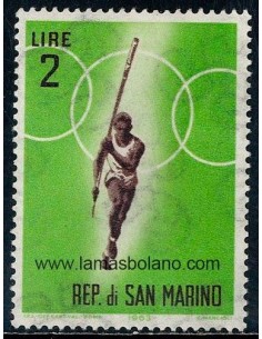 SELLOS SAN MARINO 1963 - PRELUDIO A LOS JUEGOS OLIMPICOS - 1 VALOR - CORREO