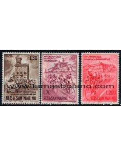 SELLOS SAN MARINO 1965 - 48 TOUR CICLISTA DE ITALIA - 3 VALORES - CORREO