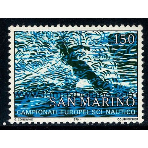 SELLOS SAN MARINO 1979 - CAMPEONATO DE EUROPA, AFRICA Y MEDITERRANEO DE ESQUI NAUTICO EN CASTEL GANDOLFO - 1 VALOR - CORREO