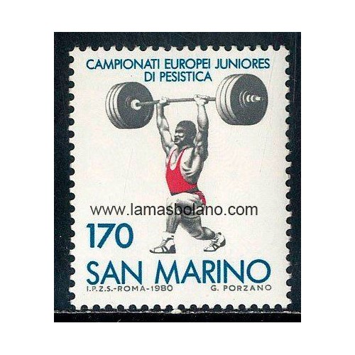 SELLOS SAN MARINO 1980 - CAMPEONATO DE EUROPA JUNIOR DE HALTEROFILIA - 1 VALOR - CORREO