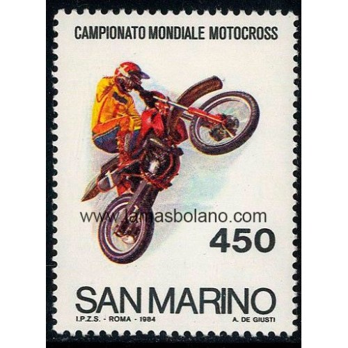 SELLOS SAN MARINO 1984 - CAMPEONATO DEL MUNDO DE MOTOCROSS CATEGORIA 125 C.C. - 1 VALOR - CORREO