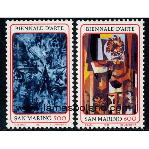 SELLOS SAN MARINO 1987 - BIENAL DE ARTE EN SAN MARINO - 2 VALORES - CORREO