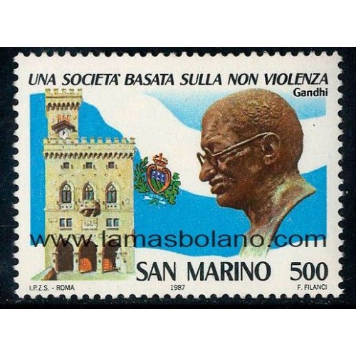 SELLOS SAN MARINO 1987 - UNA SOCIEDAD BASADA EN LA NO VIOLENCIA - 1 VALOR - CORREO