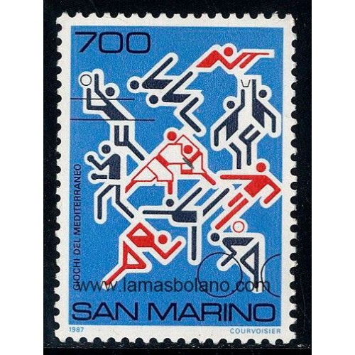 SELLOS SAN MARINO 1987 - JUEGOS DEPORTIVOS MEDITERRANEOS - 1 VALOR -CORREO