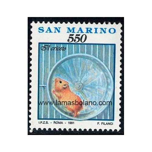 SELLOS SAN MARINO 1991 - ANIMALES DOMESTICOS. GATO Y MARIPOSA - 1 VALOR - CORREO