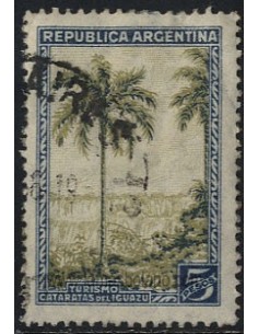 SELLOS DE ARGENTINA 1935 - CATARATAS DE IGUAZU - 1 VALOR MATASELLADO - CORREO