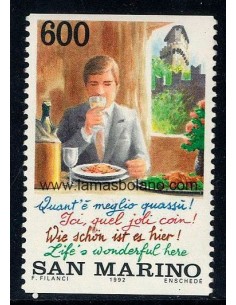 SELLOS SAN MARINO 1992 - TURISMO EN SAN MARINO - 1 VALOR DENTADO VERTICAL - CORREO