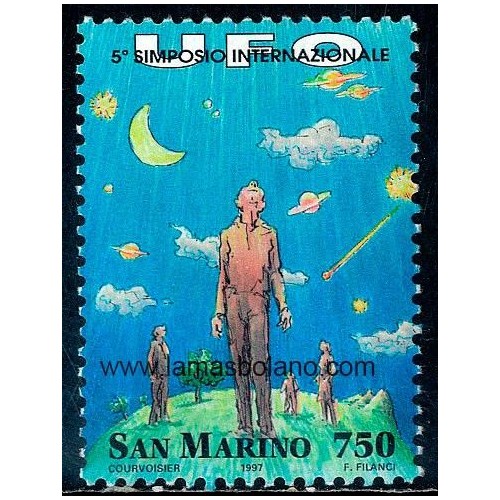 SELLOS SAN MARINO 1997 - 5 SIMPOSIO INTERNACIONAL SOBRE LOS OVNI - 1 VALOR - CORREO