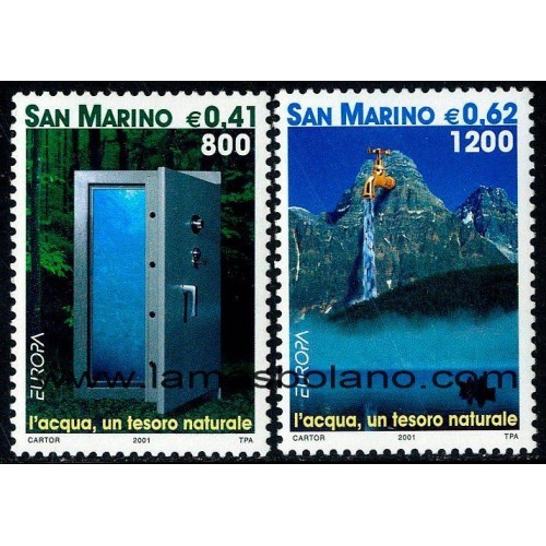 SELLOS SAN MARINO 2001 - EUROPA CEPT EL AGUA RIQUEZA NATURAL - 2 VALORES - CORREO