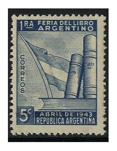 SELLOS DE ARGENTINA 1943 - PRIMERA FERIA DEL LIBRO EN BUENOS AIRES - 1 VALOR - CORREO