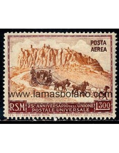 SELLOS SAN MARINO 1950-51 - 75 ANIVERSARIO DE LA UPU - 1 VALOR ** - AEREO