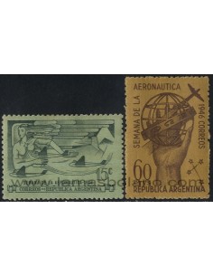 SELLOS DE ARGENTINA 1946 - SEMANA DE LA AERONAUTICA - 2 VALORES - CORREO