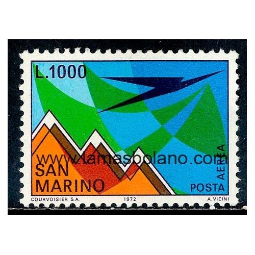 SELLOS SAN MARINO 1972 - COMPOSICION GEOMETRICA - 1 VALOR - AEREO