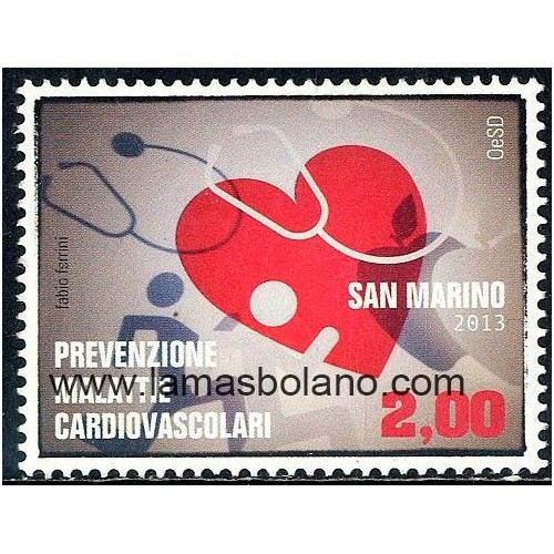 SELLOS SAN MARINO 2013 - PREVENCION CONTRA LAS ENFERMEDADES CARDIOVASCULARES - 1 VALOR - CORREO