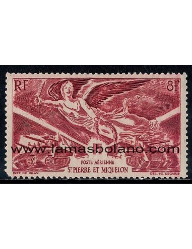 SELLOS SAN PEDRO Y MIQUELON 1946 - ANIVERSARIO DE LA VICTORIA - 1 VALOR * FIJASELLO - AEREO