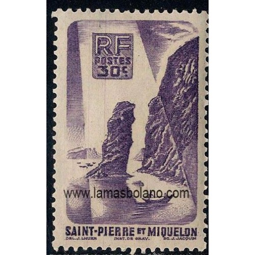 SELLOS SAN PEDRO Y MIQUELON 1947 - ROCA DE LANGLADE - 1 VALOR ** - CORREO