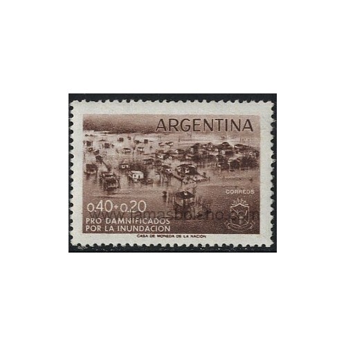 SELLOS DE ARGENTINA 1958 - EN BENEFICIO DE LAS INUNDACIONES - 1 VALOR - CORREO