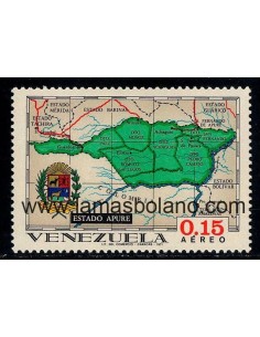 SELLOS VENEZUELA 1970-71 - REGIONES DE VENEZUELA MAPAS GEOGRAFICOS, APURE - 1 VALOR - AEREO