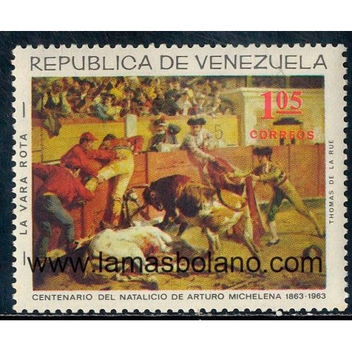 SELLOS VENEZUELA 1966 - ARTURO MICHELENA CENTENARIO DEL NACIMIENTO DEL PINTOR - 3 VALORES - CORREO