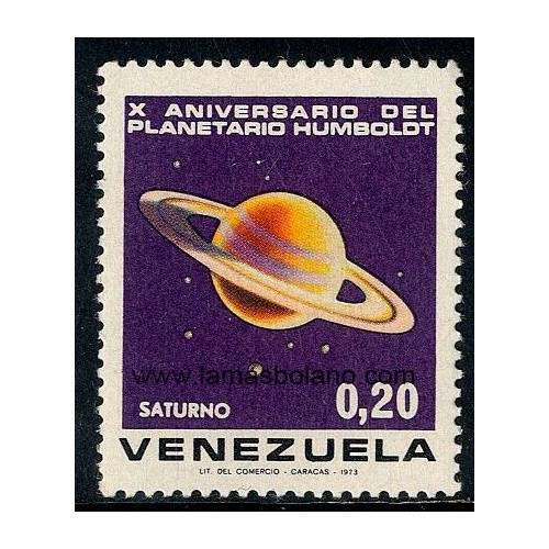 SELLOS VENEZUELA 1973 - PLANETARIO HUMBOLOT DE CARACAS 10 ANIVERSARIO, SATURNO - 1 VALOR - CORREO